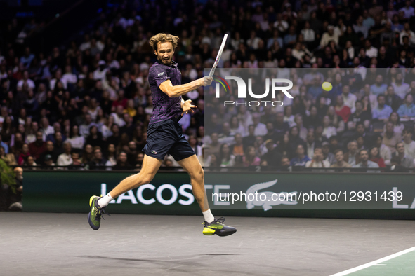 Daniil Medvedev plays his men's singles match against Alexander Zverev (GER) on day five of the Paris ATP Masters 1000 tennis tournament at... by Ibrahim Ezzat/NurPhoto