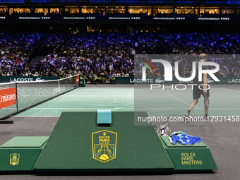 Alexander Zverev (GER) plays against Daniil Medvedev in the men's singles match on day five of the Paris ATP Masters 1000 tennis tournament... by Ibrahim Ezzat/NurPhoto