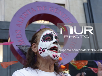 Relatives and activists place an altar at the memorial 'Anti Monumento' in honor of femicide victims to demand justice from the Mexican Gove... by Eyepix/NurPhoto