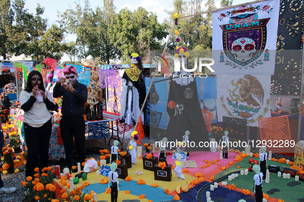 The mega-offering of the National Autonomous University of Mexico (UNAM) is seen on the occasion of the Day of the Dead at the esplanade of... by Jose Luis Torales/NurPhoto