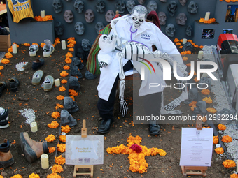 The mega-offering of the National Autonomous University of Mexico (UNAM) is seen on the occasion of the Day of the Dead at the esplanade of... by Jose Luis Torales/NurPhoto