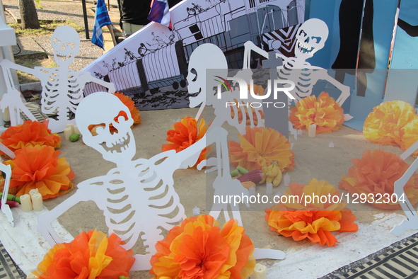 The mega-offering of the National Autonomous University of Mexico (UNAM) is seen on the occasion of the Day of the Dead at the esplanade of... by Jose Luis Torales/NurPhoto