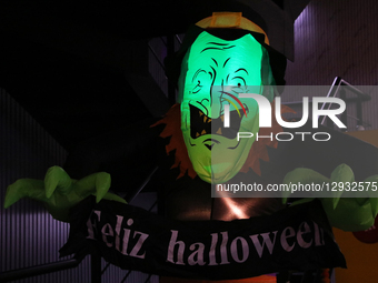 A Halloween decoration is seen in Mexico City, Mexico, on October 31, 2025.  by Jose Luis Torales/NurPhoto