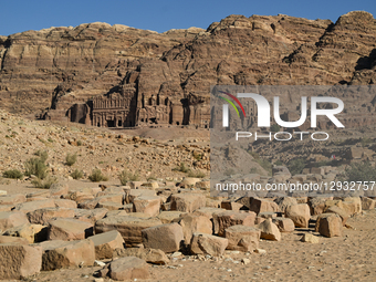 PETRA, JORDAN – OCTOBER 26:
View of the ancient Nabataean city of Petra with the Royal Tombs in the southern part of the city, in Petra, Jor... by STR/NurPhoto