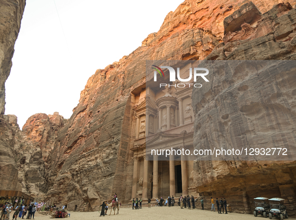 PETRA, JORDAN – OCTOBER 26:
View of Al-Khazneh (the Treasury), the most iconic monument of the ancient Nabataean city of Petra, in Petra, Jo... by STR/NurPhoto