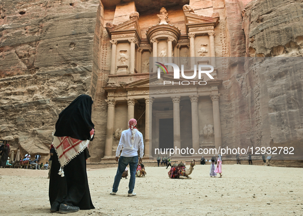 PETRA, JORDAN – OCTOBER 26:
Al-Khazneh (the Treasury), the most iconic monument of the ancient Nabataean city of Petra, in Petra, Jordan, on... by STR/NurPhoto