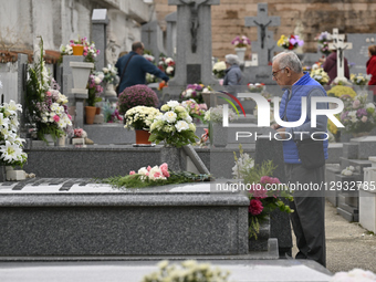 In San Sebastian de los Reyes, Madrid, Spain, on November 1, 2025, All Saints' Day is celebrated every November 1st. People go to cemeteries... by Tomas Calle/NurPhoto