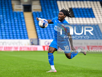 Abraham Odoh (10 Peterborough United) controls the ball during the Emirates FA Cup First Round match between Peterborough and Cardiff City a... by MI News/NurPhoto