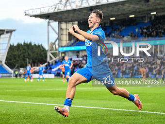 Harry Leonard (27, Peterborough United) celebrates after scoring the team's first goal during the Emirates FA Cup First Round match between... by MI News/NurPhoto