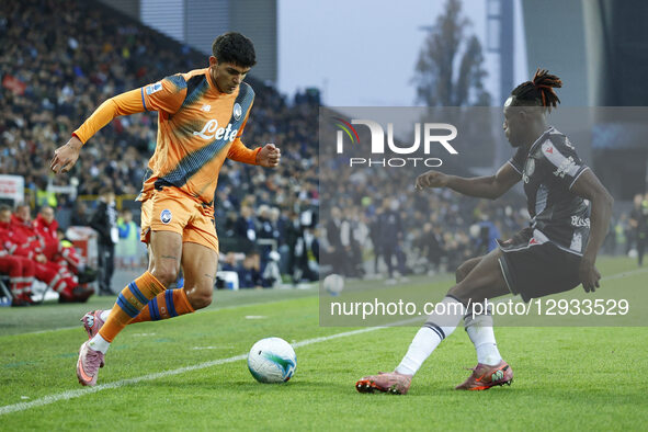 Atalanta's Raoul Bellanova plays against Udinese's Hassane Kamara during the 2026 Italian Serie A ENILIVE 2025/26 football match between Udi... by Mattia Radoni/NurPhoto