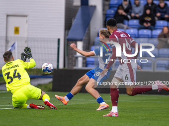 Michael Mellon of Oldham Athletic scores his second goal during the Emirates FA Cup First Round match between Oldham Athletic and Northampto... by MI News/NurPhoto