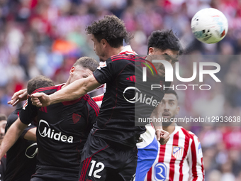 Gabriel Suazo of Sevilla is in action during the La Liga 2025/26 match between Atletico de Madrid and Sevilla at Riyadh Air Metropolitano St... by Guillermo Martinez/NurPhoto