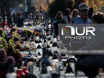 Crowds of people visit graves on All Saints holiday in Ostrowiec Swietokrzyski in Poland on November 1, 2025. All Saints is one of the most... by Dominika Zarzycka/NurPhoto