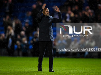 Manager Luke Williams, the manager of Peterborough United, celebrates after the final whistle during the Emirates FA Cup First Round match b... by MI News/NurPhoto