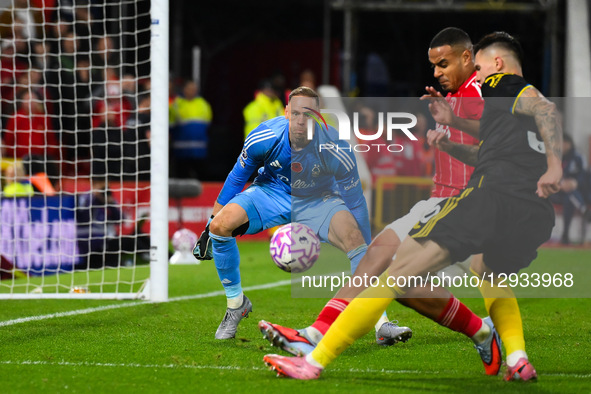Matz Sels, Nottingham Forest goalkeeper, is in action during the Premier League match between Nottingham Forest and Manchester United at the... by MI News/NurPhoto