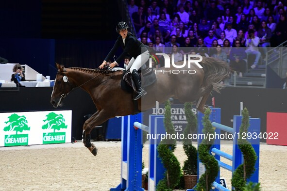 Rider Julia Mermillod Baron participates in the CSI2* show jumping competition, 1.45m class, Range Rover Grand Prix at Equita in Lyon, Franc... by Romain Doucelin/NurPhoto
