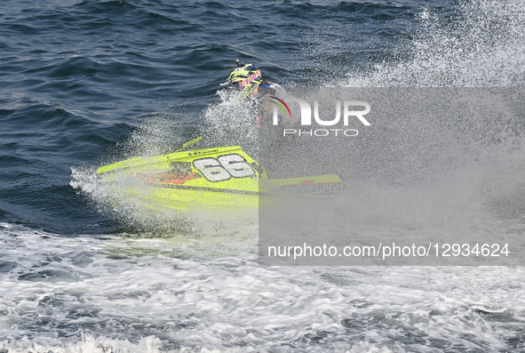 Benedicte Drange of Norway competes during the MOTO 3, Ski Ladies GP1 of the UIM-ABP Aquabike Class Pro Grand Prix Of Qatar at Mina Corniche... by Noushad Thekkayil/NurPhoto
