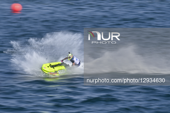 Benedicte Drange of Norway competes during the MOTO 3, Ski Ladies GP1 of the UIM-ABP Aquabike Class Pro Grand Prix Of Qatar at Mina Corniche... by Noushad Thekkayil/NurPhoto