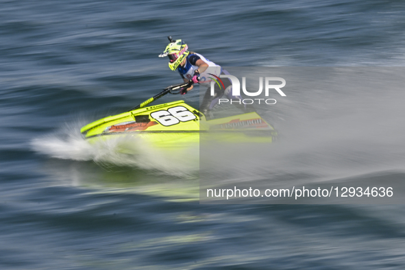 Benedicte Drange of Norway competes during the MOTO 3, Ski Ladies GP1 of the UIM-ABP Aquabike Class Pro Grand Prix Of Qatar at Mina Corniche... by Noushad Thekkayil/NurPhoto