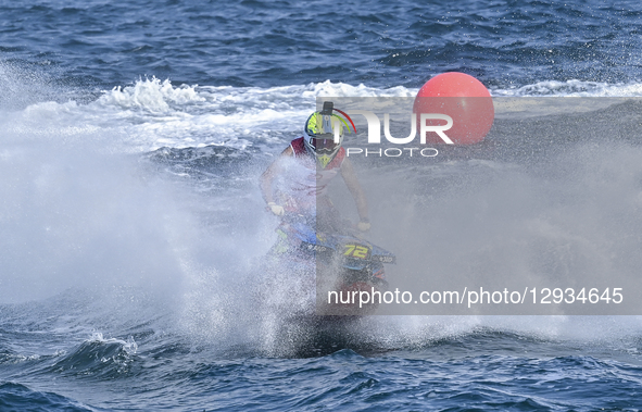 Estelle Poret of France competes in the MOTO 3, Ski Ladies GP1 of the UIM-ABP Aquabike Class Pro Grand Prix Of Qatar at Mina Corniche, Old D... by Noushad Thekkayil/NurPhoto
