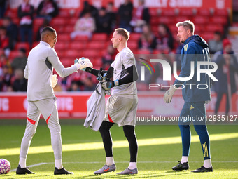 John of Nottingham Forest and Matz Sels, the Nottingham Forest goalkeeper, participate in the Premier League match between Nottingham Forest... by MI News/NurPhoto