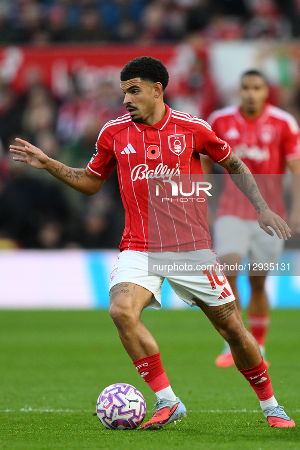 Morgan Gibbs-White of Nottingham Forest plays during the Premier League match between Nottingham Forest and Manchester United at the City Gr... by MI News/NurPhoto