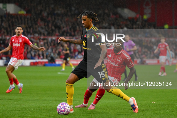 Leny Yoro of Manchester United is in action during the Premier League match between Nottingham Forest and Manchester United at the City Grou... by MI News/NurPhoto