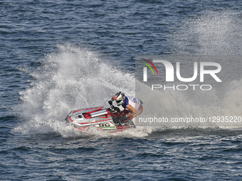 Kevin Reiterer of Austria competes during the MOTO 3, Ski Division GP1 of the UIM-ABP Aquabike Class Pro Grand Prix of Qatar at Mina Cornich... by Noushad Thekkayil/NurPhoto