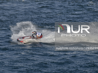 Kevin Reiterer of Austria competes during the MOTO 3, Ski Division GP1 of the UIM-ABP Aquabike Class Pro Grand Prix of Qatar at Mina Cornich... by Noushad Thekkayil/NurPhoto