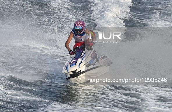 Quinten Bossche of Belgium competes in the MOTO 3, Ski Division GP1 of the UIM-ABP Aquabike Class Pro Grand Prix Of Qatar at Mina Corniche,... by Noushad Thekkayil/NurPhoto