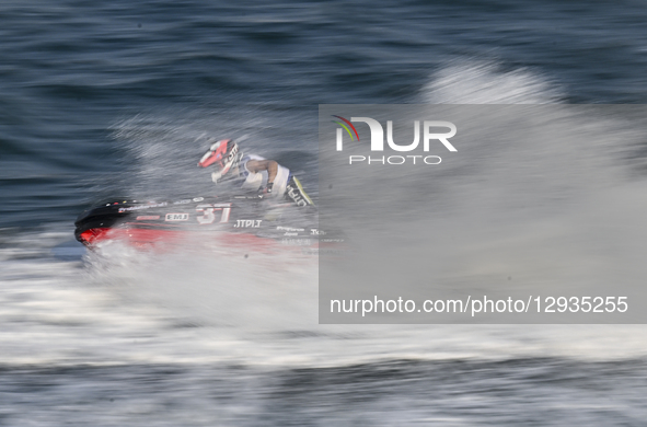 Toshi Ohara of Japan competes during the MOTO 3, Ski Division GP1 of the UIM-ABP Aquabike Class Pro Grand Prix of Qatar at Mina Corniche, Ol... by Noushad Thekkayil/NurPhoto