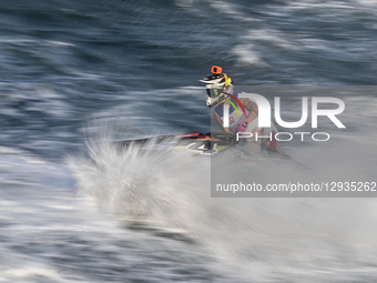 Anthony Beernaut of Belgium competes in the MOTO 3, Ski Division GP1 of the UIM-ABP Aquabike Class Pro Grand Prix of Qatar at Mina Corniche,... by Noushad Thekkayil/NurPhoto