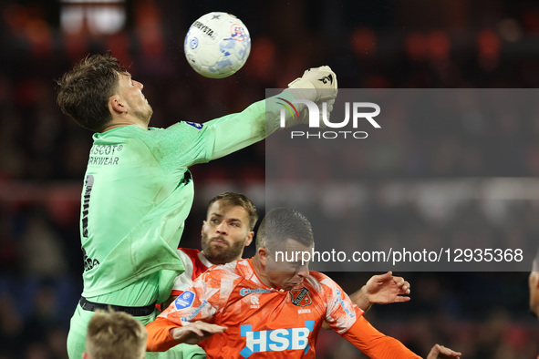Goalkeeper Kayne van Oevelen of FC Volendam plays during the match between Feyenoord and FC Volendam at De Kuip for the Dutch Vriendenloteri... by EYE4images/NurPhoto