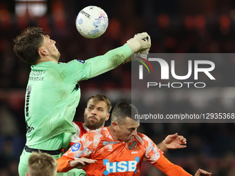 Goalkeeper Kayne van Oevelen of FC Volendam plays during the match between Feyenoord and FC Volendam at De Kuip for the Dutch Vriendenloteri... by EYE4images/NurPhoto