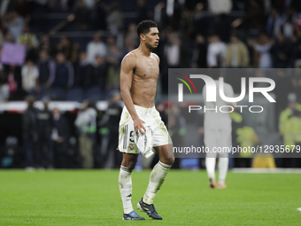 Jude Bellingham of Real Madrid plays during the La Liga 2025/26 match between Real Madrid and Valencia at Santiago Bernabeu Stadium in Madri... by Guillermo Martinez/NurPhoto