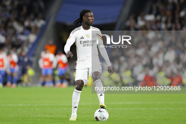Eduardo Camavinga of Real Madrid is in action during the La Liga 2025/26 match between Real Madrid and Valencia at Santiago Bernabeu Stadium... by Guillermo Martinez/NurPhoto