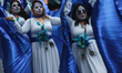 Participants take part in the Day of the Dead parade in Mexico City, Mexico on November 1,...