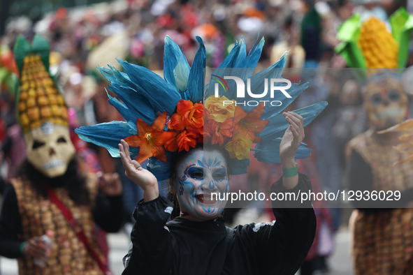 Participants take part in the Day of the Dead parade in Mexico City, Mexico on November 1, 2025.  by Jakub Porzycki/NurPhoto