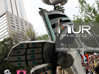 Participants take part in the Day of the Dead parade in Mexico City, Mexico on November 1, 2025.  by Jakub Porzycki/NurPhoto