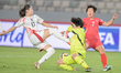 Number 17, Nerei, a defender of Japan U-17, hits her own goalkeeper during the FIFA U-17 W...