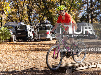 Women practice bike handling skills during the 2025 Nevada County Women's Mountain Bike Skills Clinic and Camp in Grass Valley, Calif., on N... by Penny Collins/NurPhoto