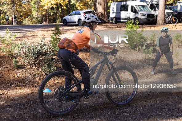 Women practice bike handling skills during the 2025 Nevada County Women's Mountain Bike Skills Clinic and Camp in Grass Valley, Calif., on N... by Penny Collins/NurPhoto