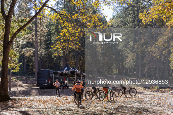 Women practice bike handling skills during the 2025 Nevada County Women's Mountain Bike Skills Clinic and Camp in Grass Valley, Calif., on N... by Penny Collins/NurPhoto