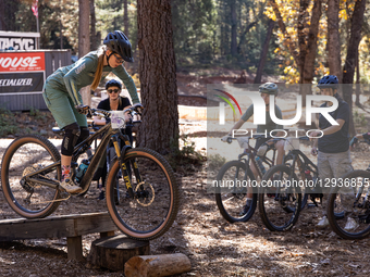 Women practice bike handling skills during the 2025 Nevada County Women's Mountain Bike Skills Clinic and Camp in Grass Valley, Calif., on N... by Penny Collins/NurPhoto