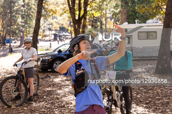 Women practice bike handling skills during the 2025 Nevada County Women's Mountain Bike Skills Clinic and Camp in Grass Valley, Calif., on N... by Penny Collins/NurPhoto