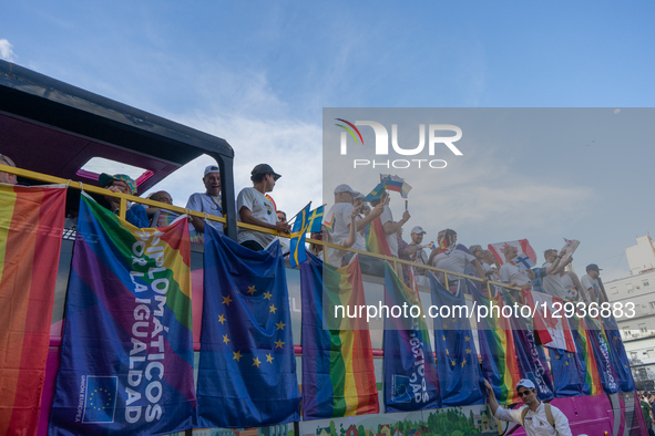 A float representing the European Union and Canada takes part in the Pride Parade in Buenos Aires, in Buenos Aires, Argentina, on November 1... by Guillermo Castro/NurPhoto