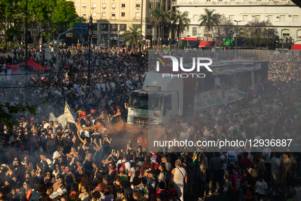 The intersection of Avenida 9 de Julio and Avenida de Mayo in Buenos Aires, Argentina, hosts the 2025 Pride march, in Buenos Aires, Argentin... by Guillermo Castro/NurPhoto
