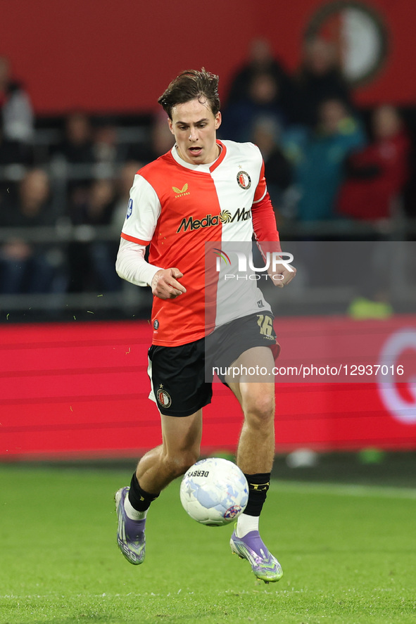 Leo Sauer of Feyenoord Rotterdam plays during the match between Feyenoord and FC Volendam at De Kuip for the Dutch Vriendenloterij Eredivisi... by EYE4images/NurPhoto