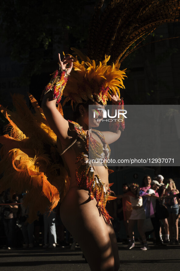 On November 1, a crowd of people marches in Buenos Aires, Argentina, in the annual LGBTIQ pride parade. At the head of the parade, a troupe... by Carolina Jaramillo/NurPhoto