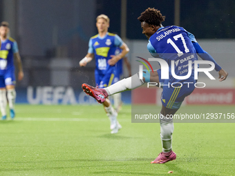 Sulahmana Mamadu Bah of Sliema Wanderers plays during the YoHealth Malta Premier League soccer match between Floriana FC and Sliema Wanderer... by Domenic Aquilina/NurPhoto